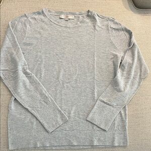 LOFT Light Heather Gray Long Sleeve Crewneck Sweater